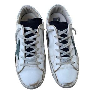 Golden Goose superstar low top GGDB silver white green sneakers 39 size 9
